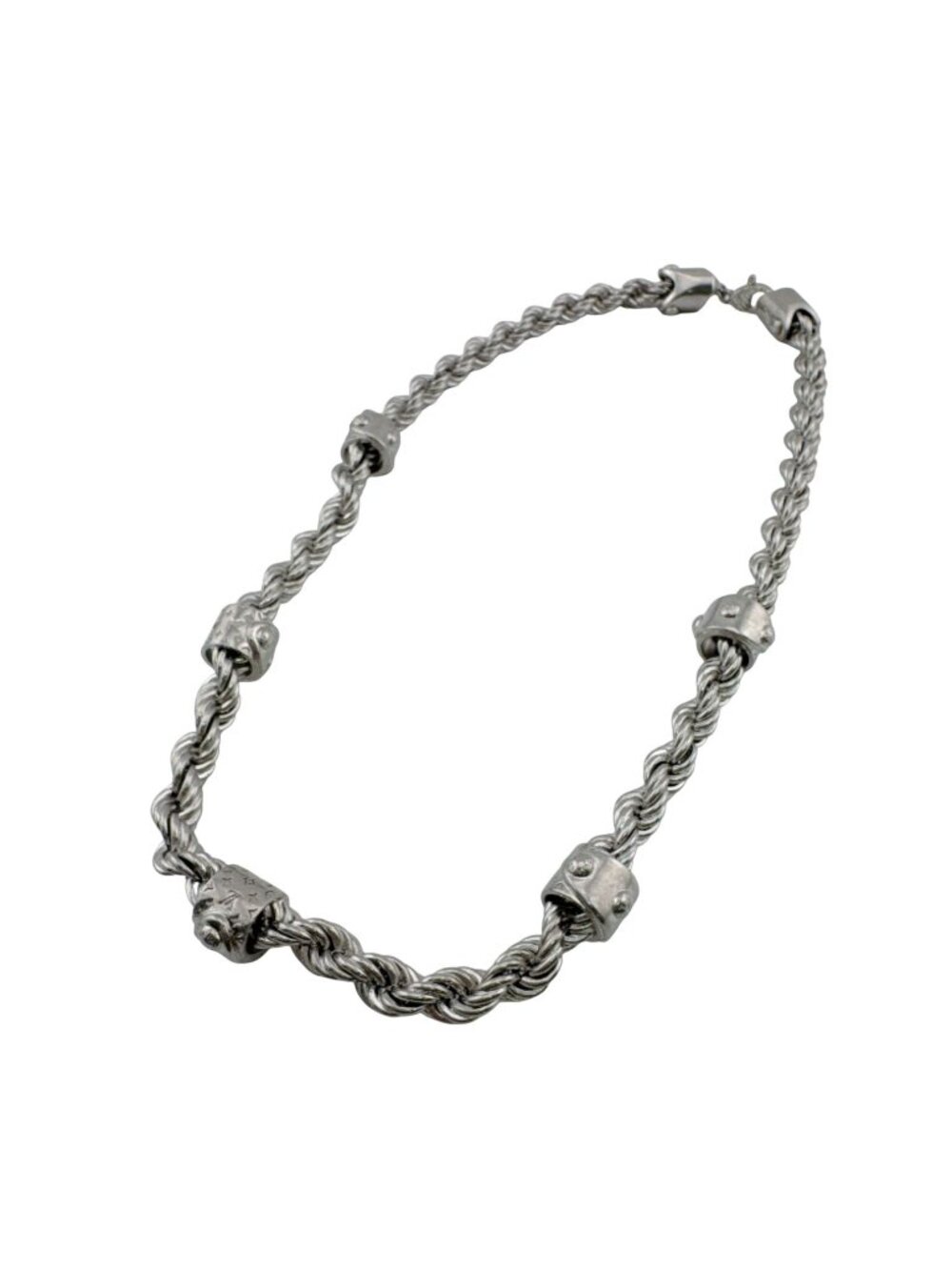 Louis Vuitton Necklace LV Rope Monogram Pendant Choker Metal Silver